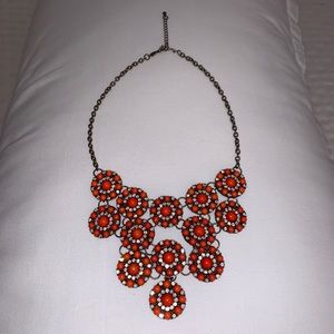 Orange floral statement necklace